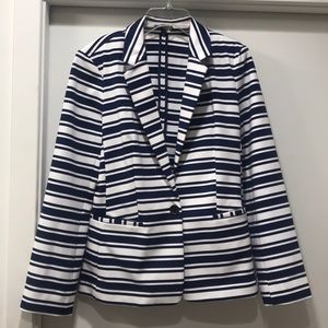 Express Blazer Jacket- Blue and White Striped